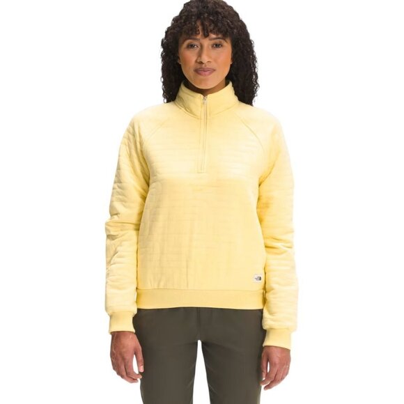 The North Face Tops - The North Face Longs Peak Quilted 1/4 Zip Jacket Size S Pale Banana White